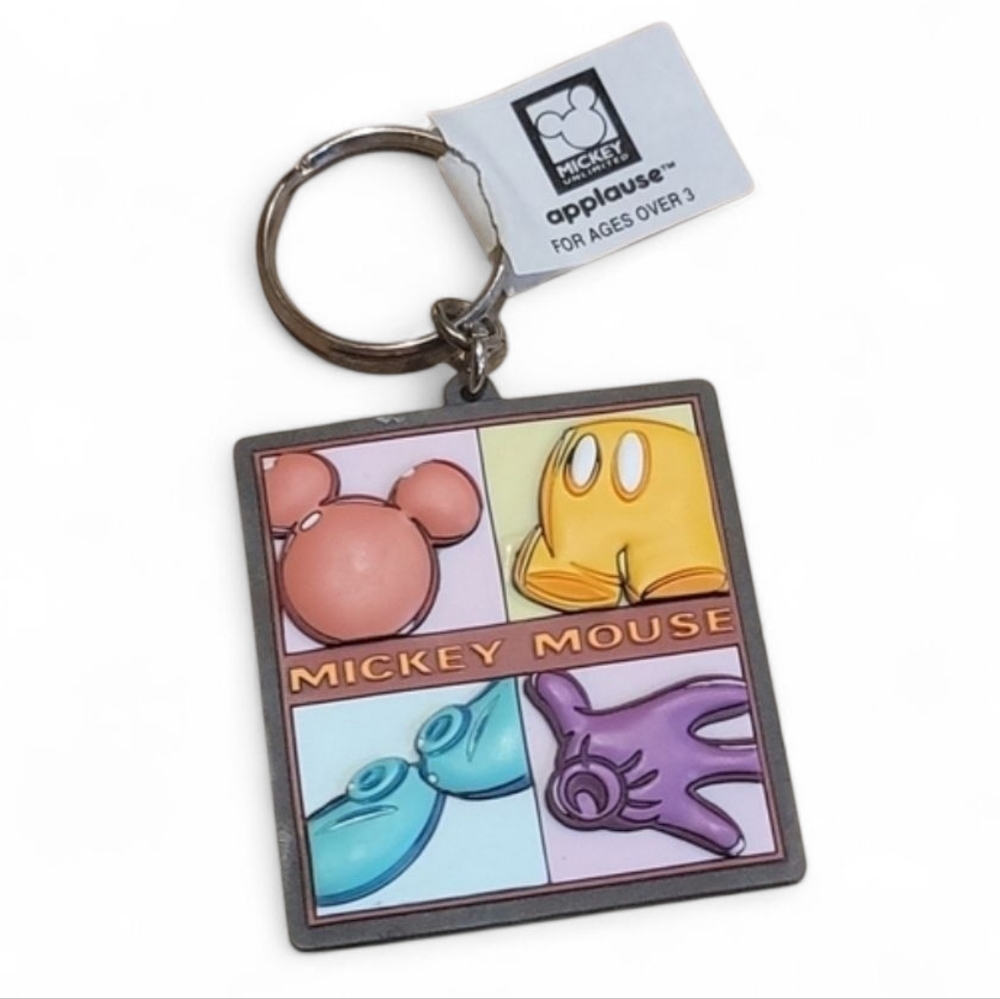 Disney Mickey Mouse Applause Rubber Keychain Retro Pop Art Collector